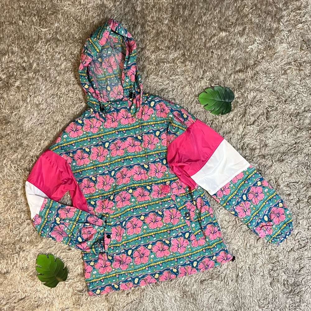 NWT Simply Southern Hibiscus Pullover Rain Jacket